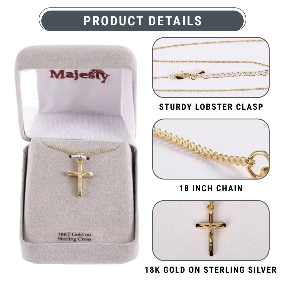 NECKLACE CRUCIFIX GOLD OVER STERLING 18"