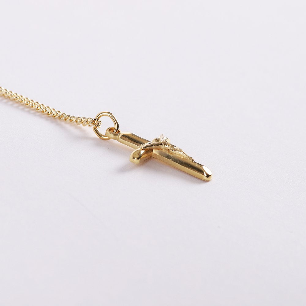 NECKLACE CRUCIFIX GOLD OVER STERLING 18"