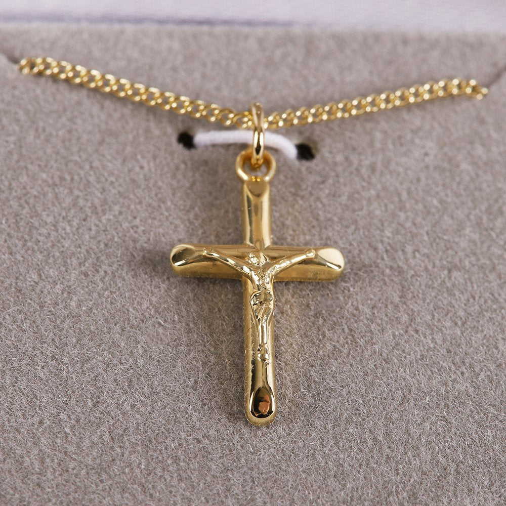 NECKLACE CRUCIFIX GOLD OVER STERLING 18"
