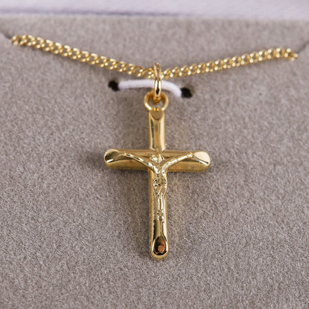 NECKLACE CRUCIFIX GOLD OVER STERLING 18"