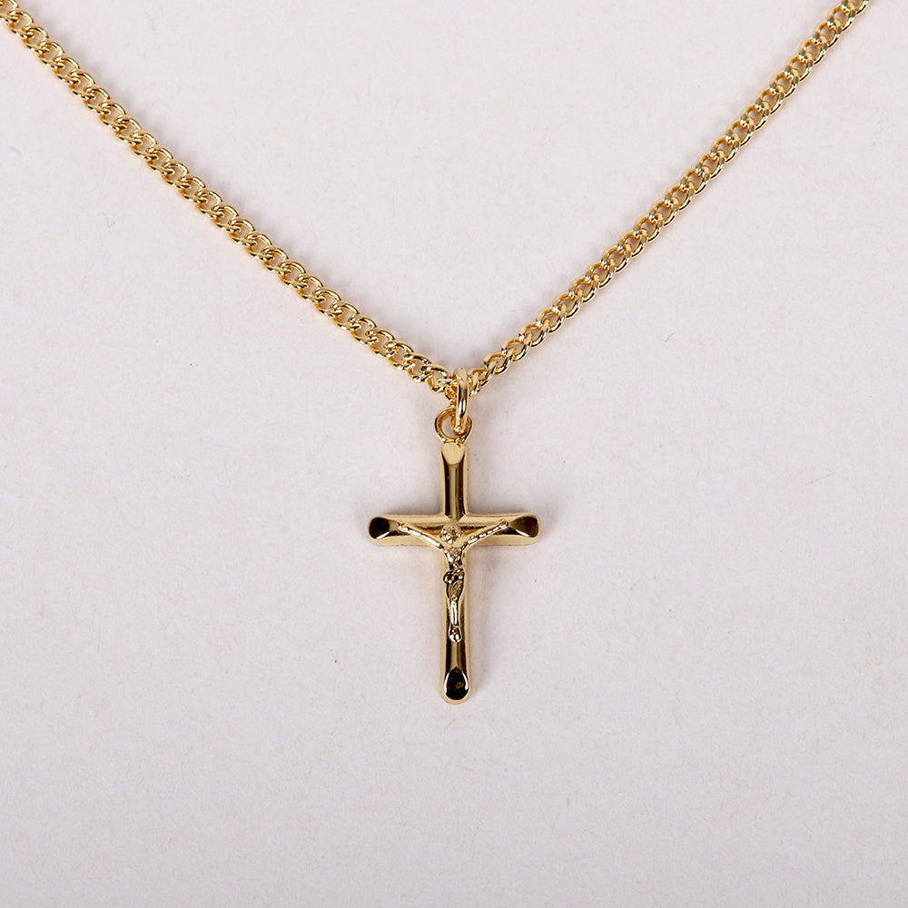 NECKLACE CRUCIFIX GOLD OVER STERLING 18"