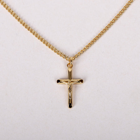 NECKLACE CRUCIFIX GOLD OVER STERLING 18"