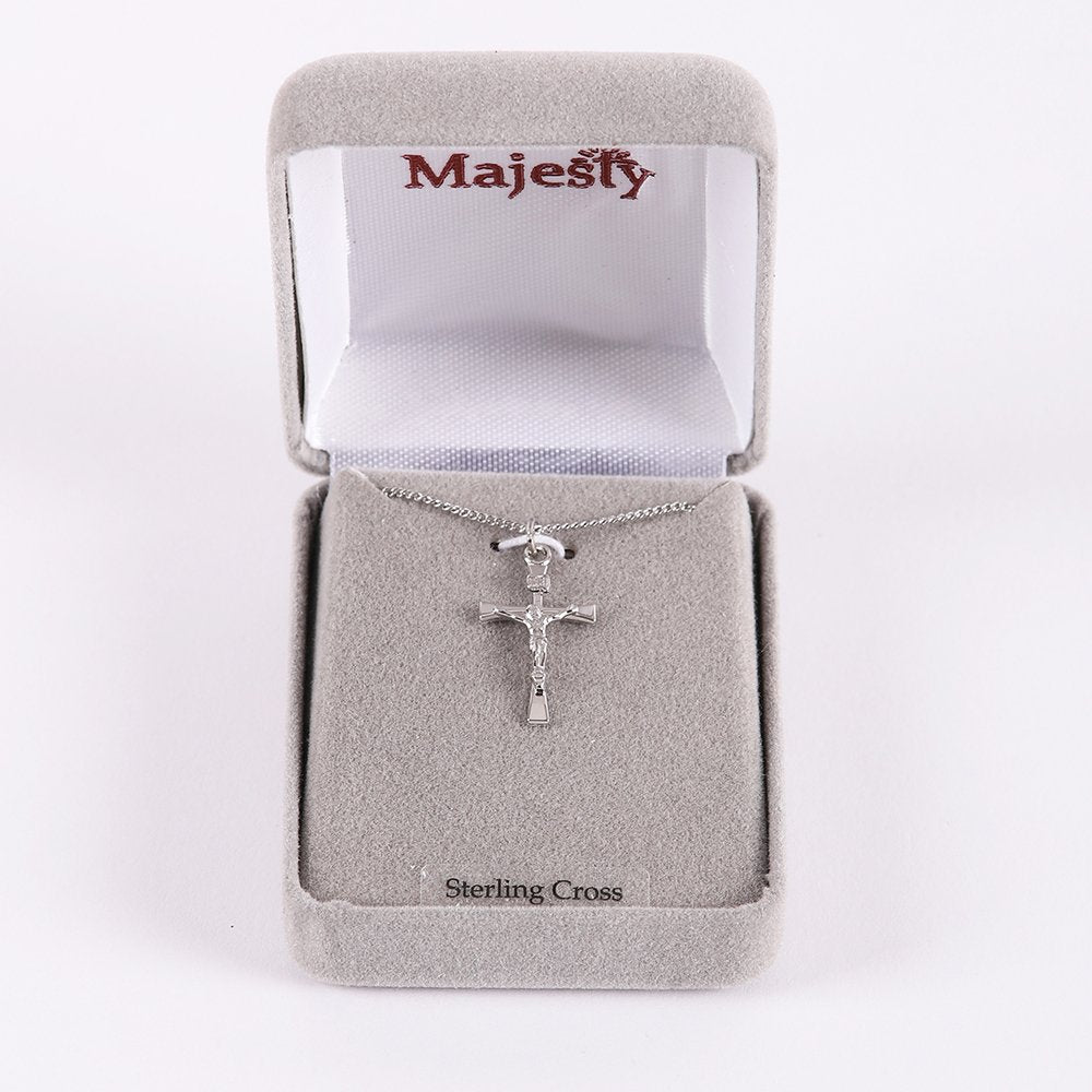 NECKLACE CRUCIFIX INSCRIPTION STERLING 18"