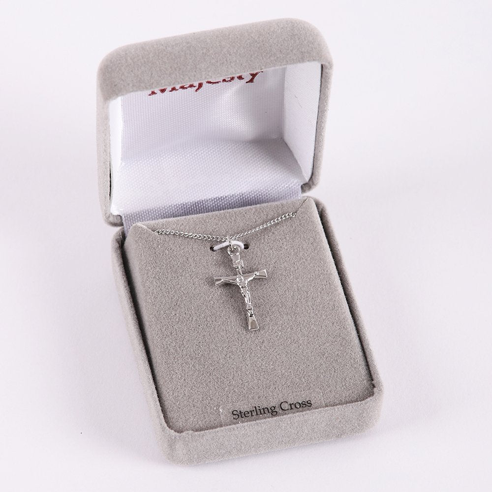 NECKLACE CRUCIFIX INSCRIPTION STERLING 18"
