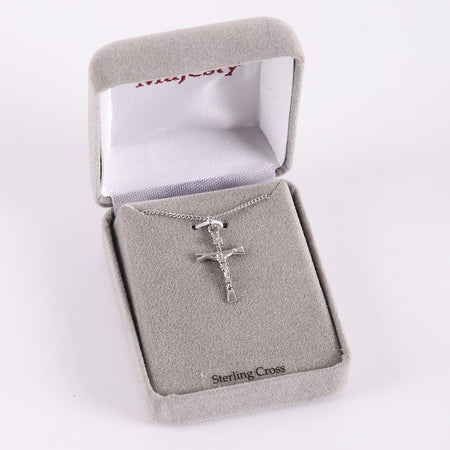 NECKLACE CRUCIFIX INSCRIPTION STERLING 18"