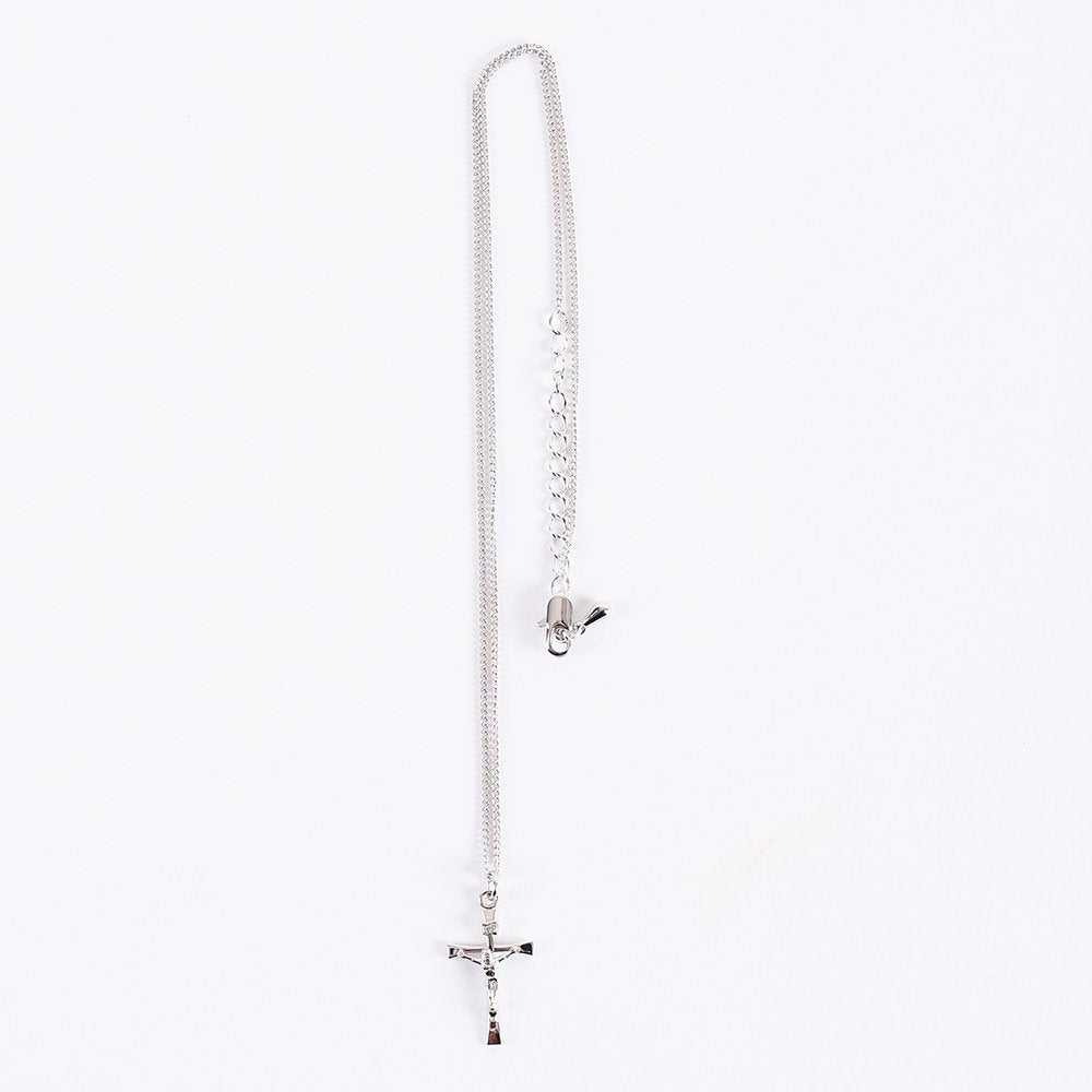 NECKLACE CRUCIFIX INSCRIPTION STERLING 18"