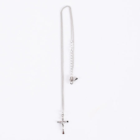 NECKLACE CRUCIFIX INSCRIPTION STERLING 18"
