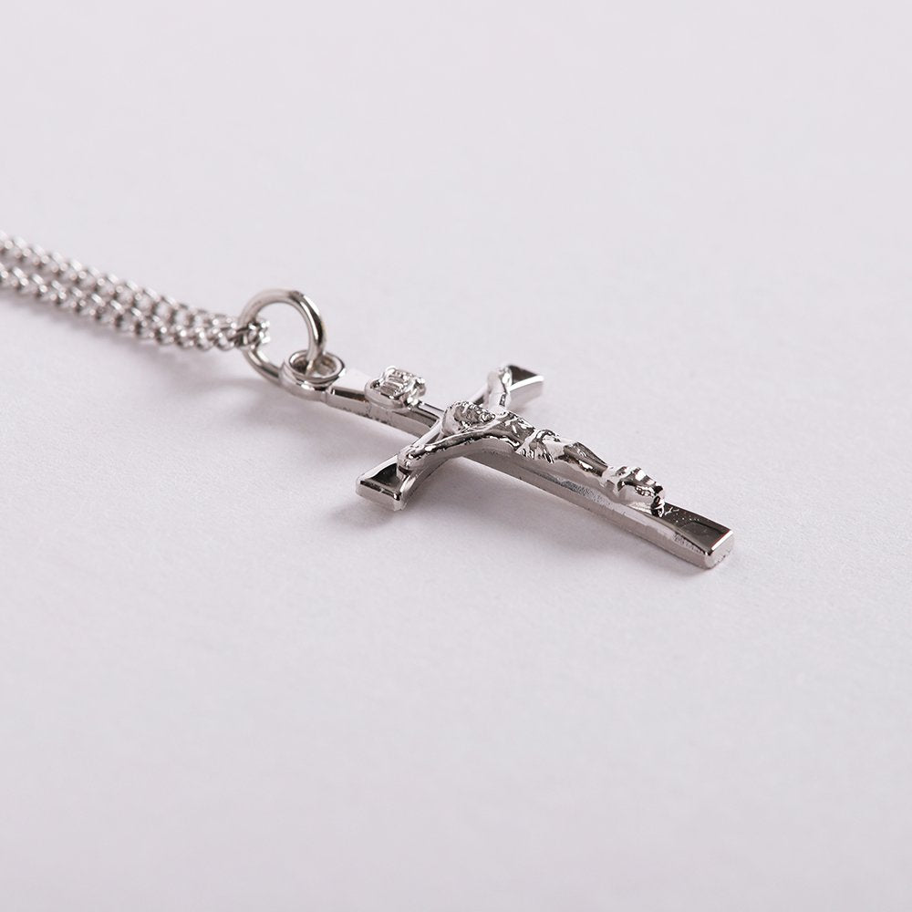 NECKLACE CRUCIFIX INSCRIPTION STERLING 18"