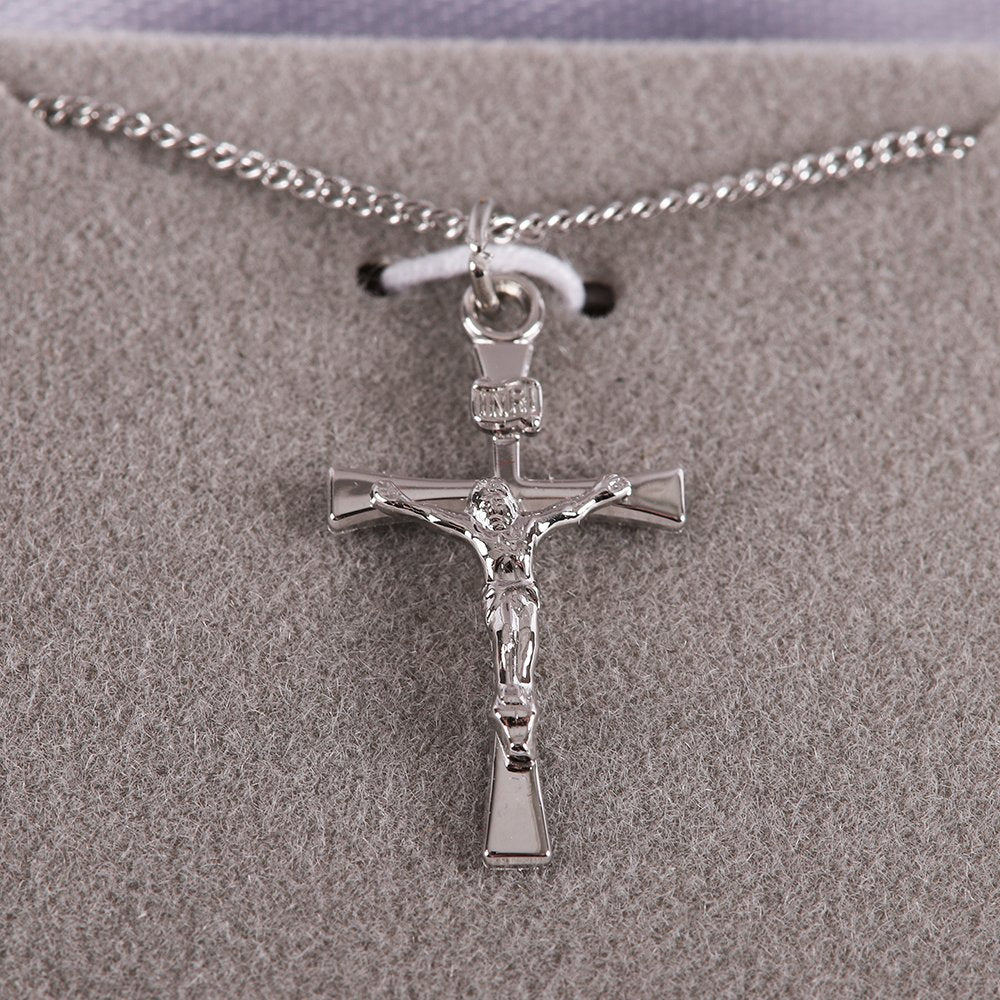 NECKLACE CRUCIFIX INSCRIPTION STERLING 18"