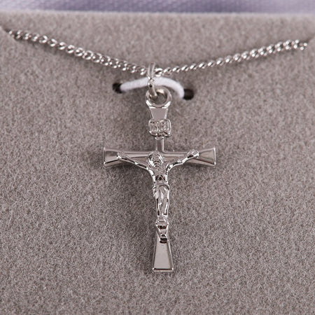 NECKLACE CRUCIFIX INSCRIPTION STERLING 18"