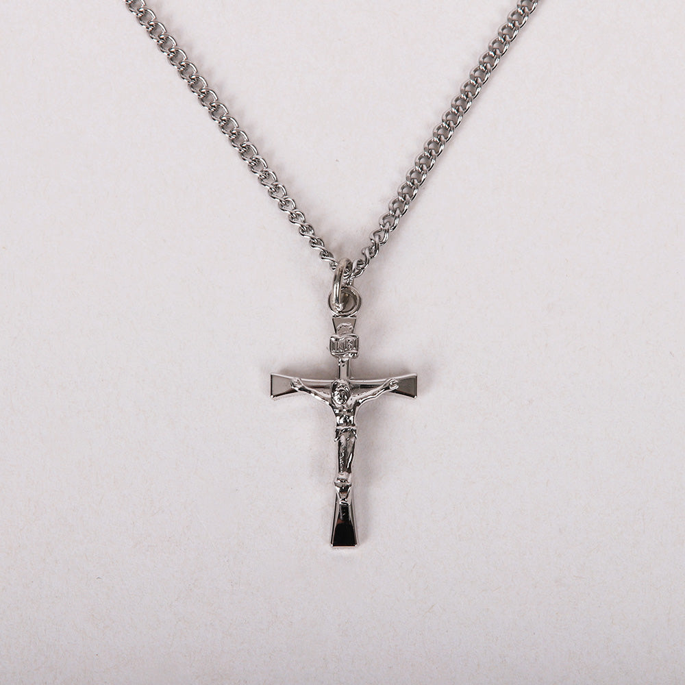 NECKLACE CRUCIFIX INSCRIPTION STERLING 18"