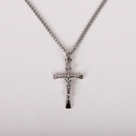 NECKLACE CRUCIFIX INSCRIPTION STERLING 18"