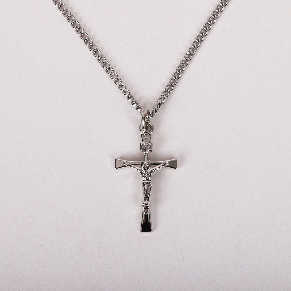 NECKLACE CRUCIFIX INSCRIPTION STERLING 18"