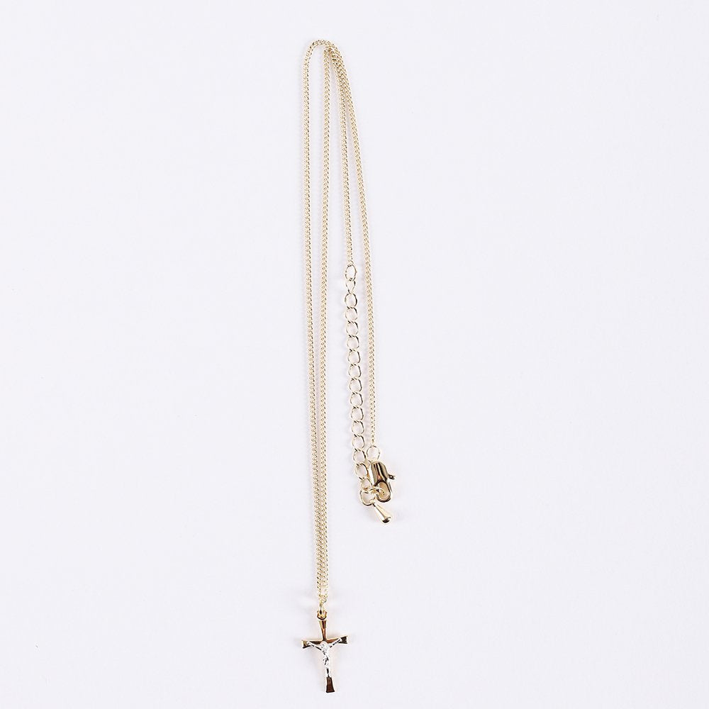 NECKLACE CRUCIFIX GOLD OVER STERLING 2 TONE 18"