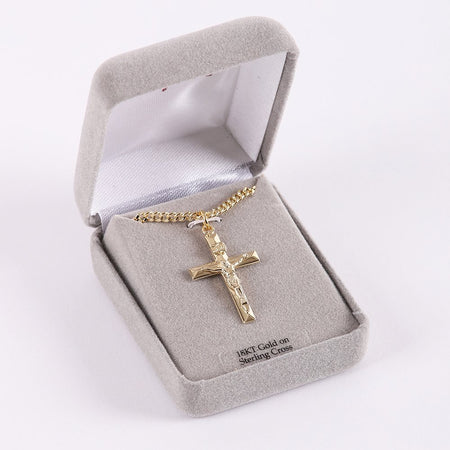 NECKLACE CRUCIFIX GOLD OVER STERLING 24"