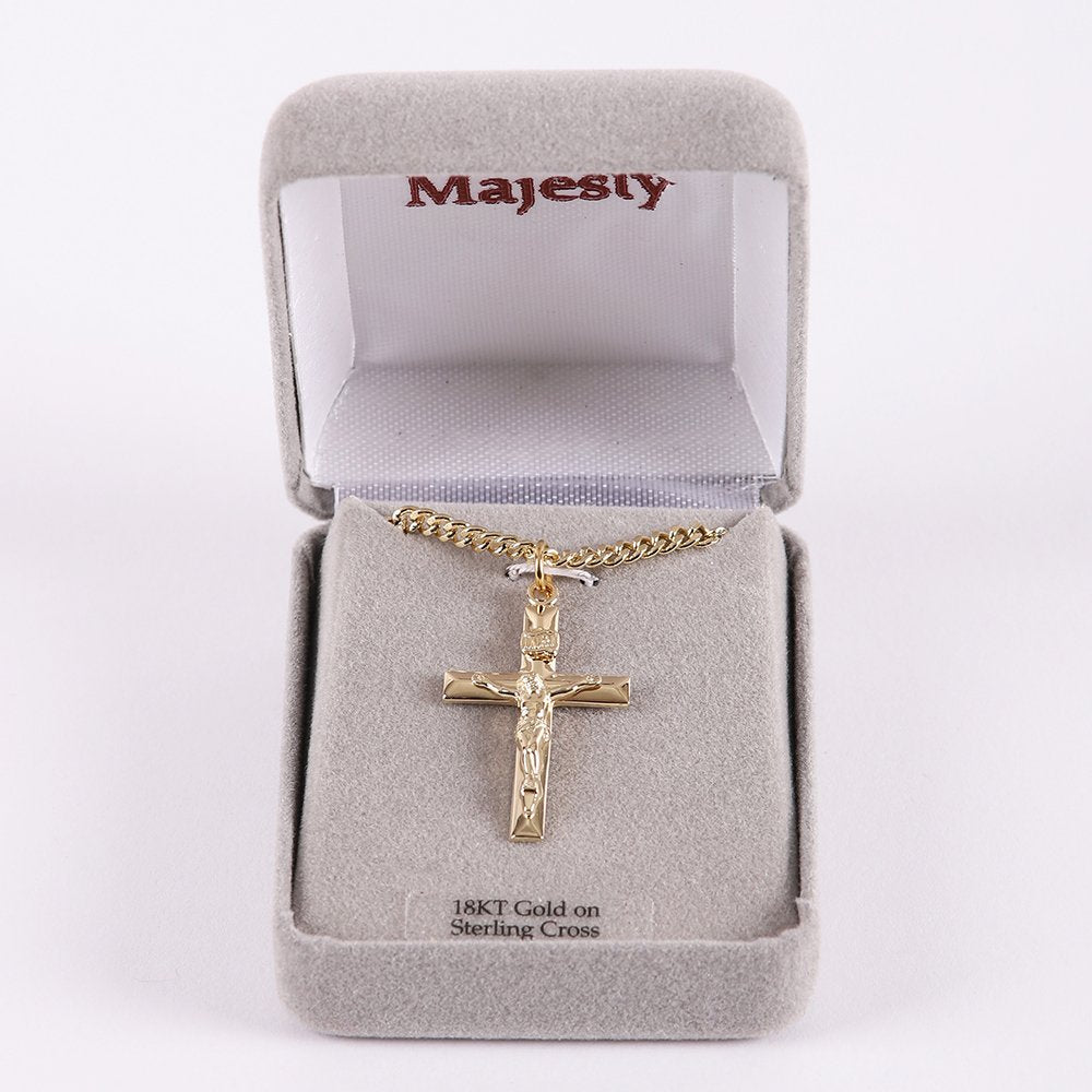 NECKLACE CRUCIFIX GOLD OVER STERLING 24"
