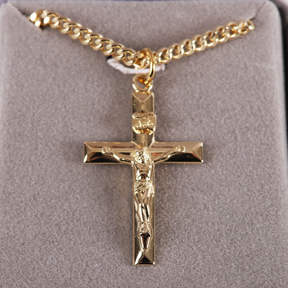 NECKLACE CRUCIFIX GOLD OVER STERLING 24"