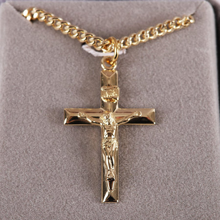 NECKLACE CRUCIFIX GOLD OVER STERLING 24"