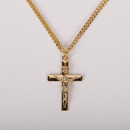 NECKLACE CRUCIFIX GOLD OVER STERLING 24"