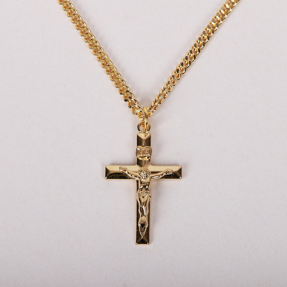 NECKLACE CRUCIFIX GOLD OVER STERLING 24"