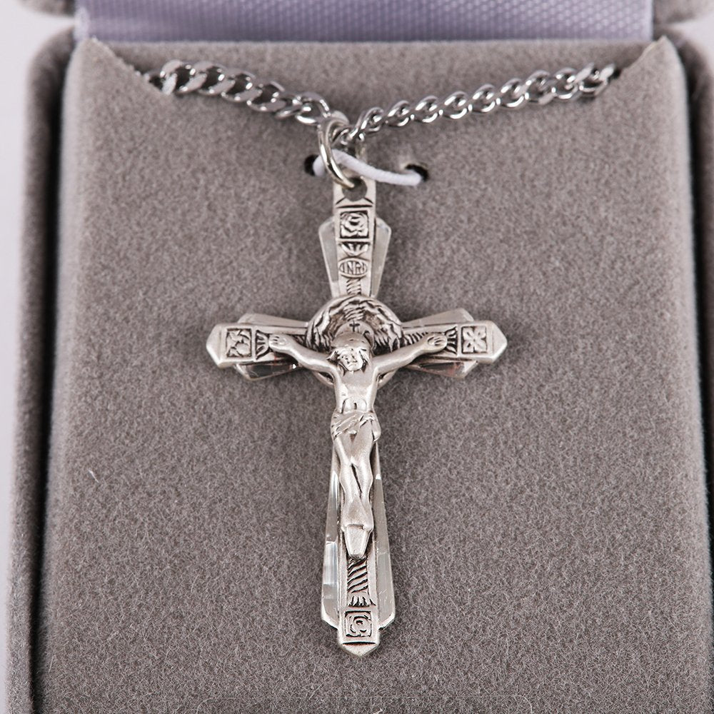 NECKLACE CRUCIFIX STERLING SM 24"