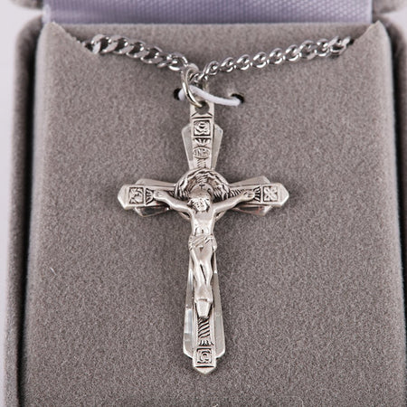NECKLACE CRUCIFIX STERLING SM 24"