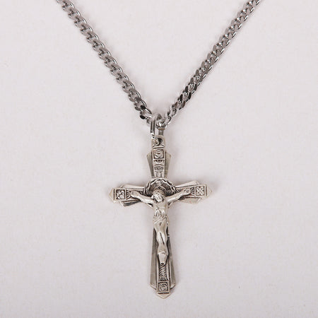 NECKLACE CRUCIFIX STERLING SM 24"
