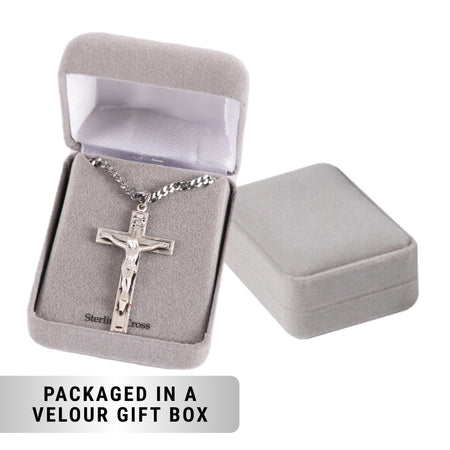 NECKLACE CRUCIFIX STERLING MED 24"