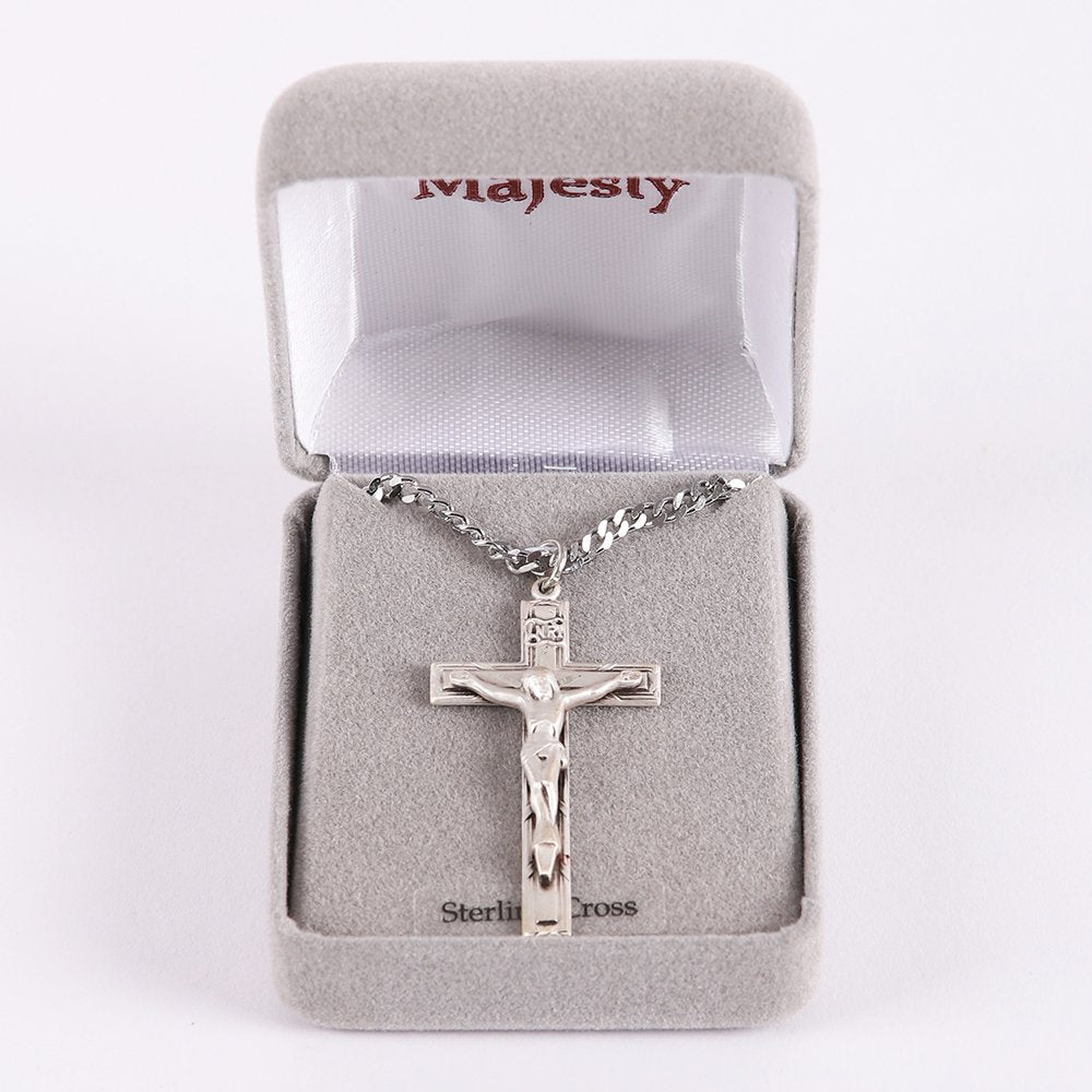 NECKLACE CRUCIFIX STERLING MED 24"