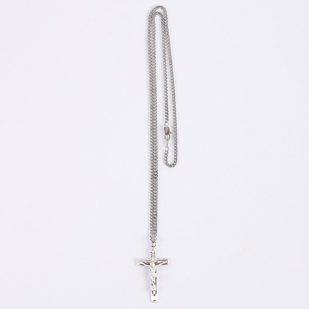NECKLACE CRUCIFIX STERLING MED 24"