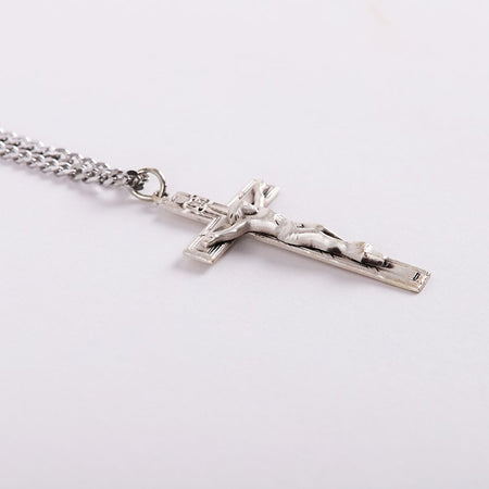 NECKLACE CRUCIFIX STERLING MED 24"