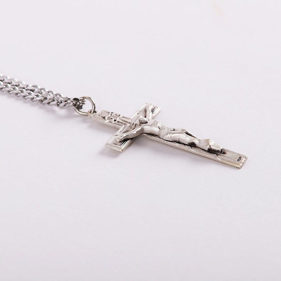 NECKLACE CRUCIFIX STERLING MED 24"