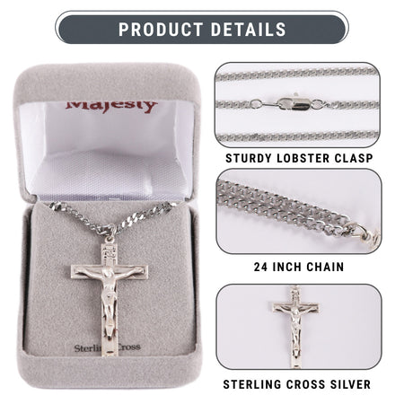 NECKLACE CRUCIFIX STERLING MED 24"