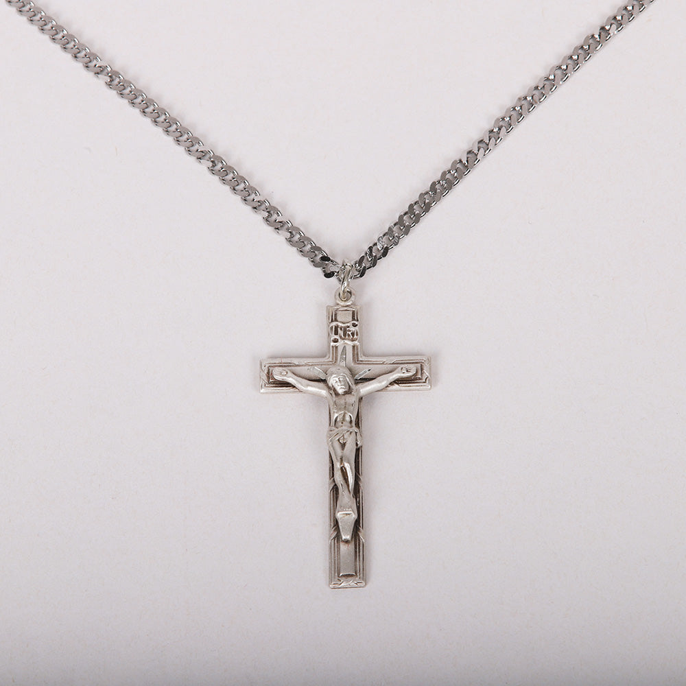 NECKLACE CRUCIFIX STERLING MED 24"