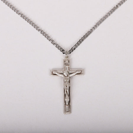 NECKLACE CRUCIFIX STERLING MED 24"