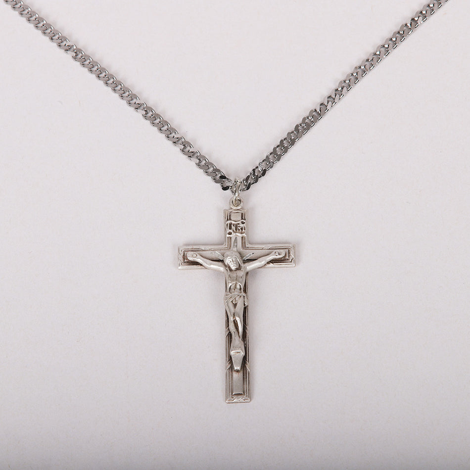 NECKLACE CRUCIFIX STERLING MED 24"