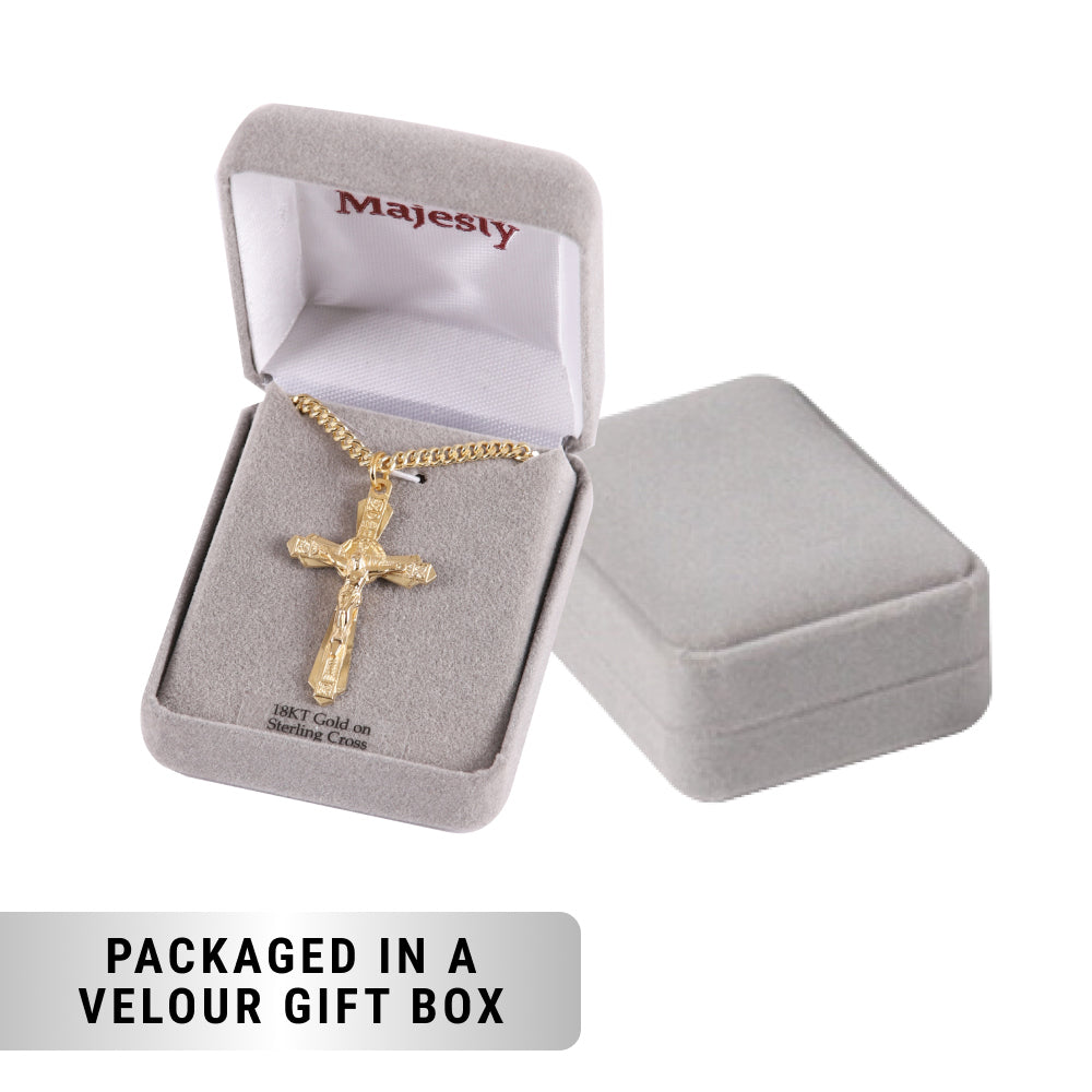 NECKLACE CRUCIFIX LAYERED GOLD OVER STERLING 24"