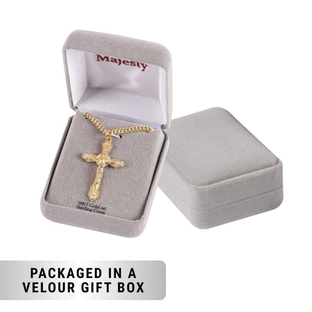 NECKLACE CRUCIFIX LAYERED GOLD OVER STERLING 24"