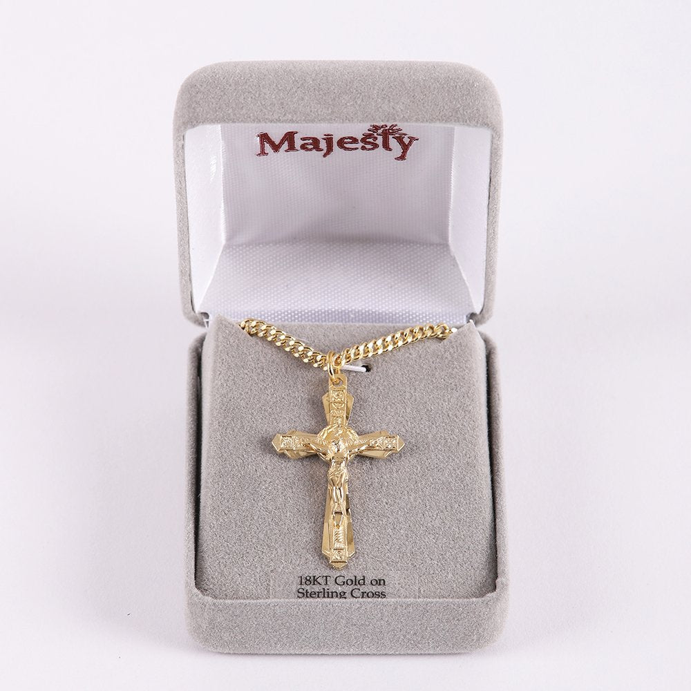 NECKLACE CRUCIFIX LAYERED GOLD OVER STERLING 24"
