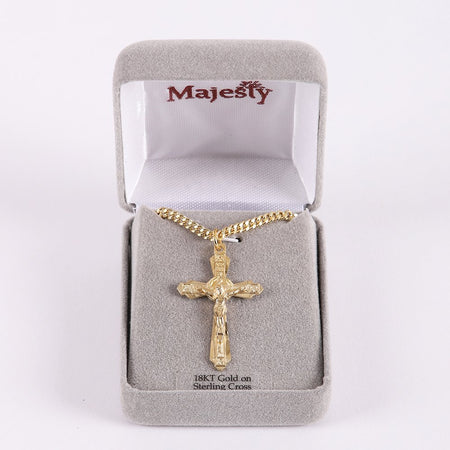 NECKLACE CRUCIFIX LAYERED GOLD OVER STERLING 24"