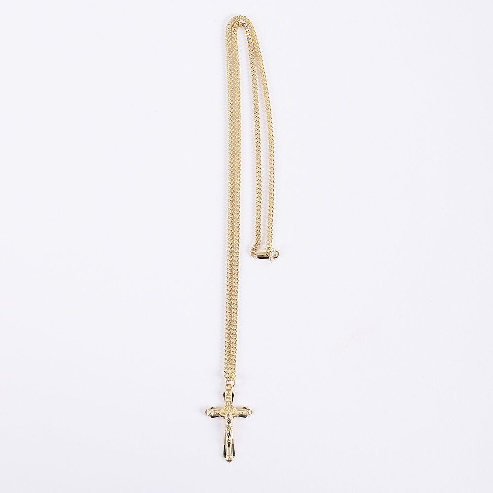 NECKLACE CRUCIFIX LAYERED GOLD OVER STERLING 24"