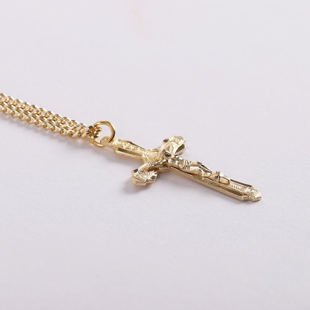 NECKLACE CRUCIFIX LAYERED GOLD OVER STERLING 24"