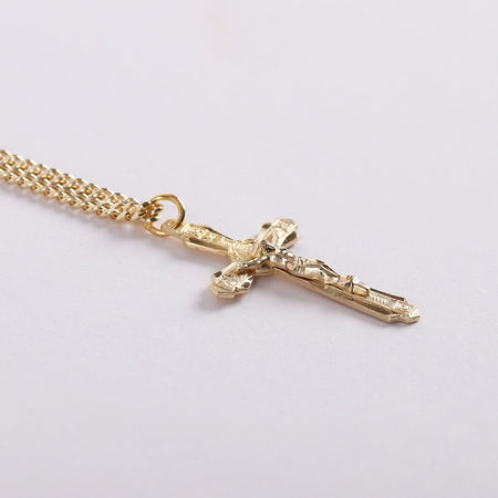 NECKLACE CRUCIFIX LAYERED GOLD OVER STERLING 24"