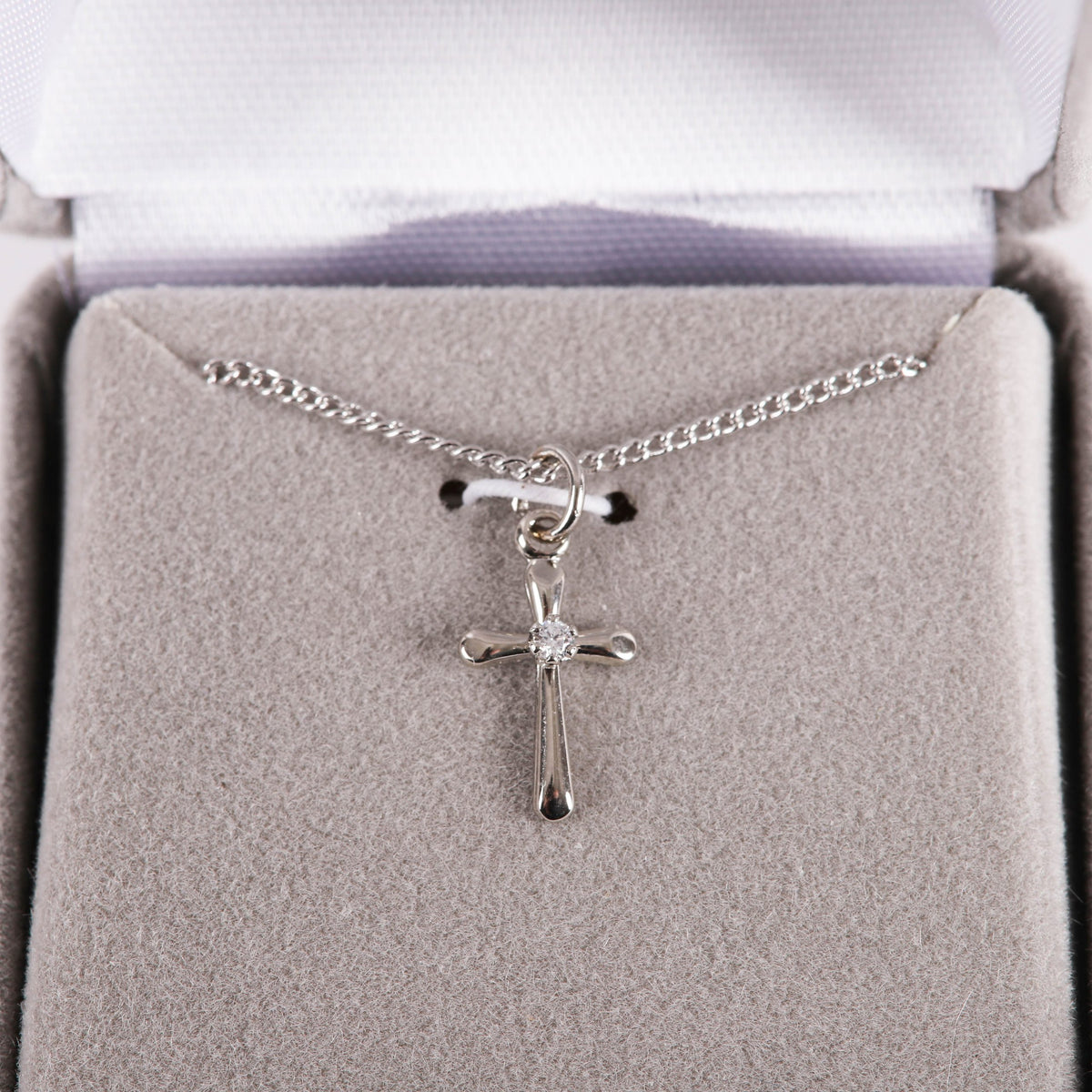 NECKLACE SMALL CROSS JEWEL SS 16-18"