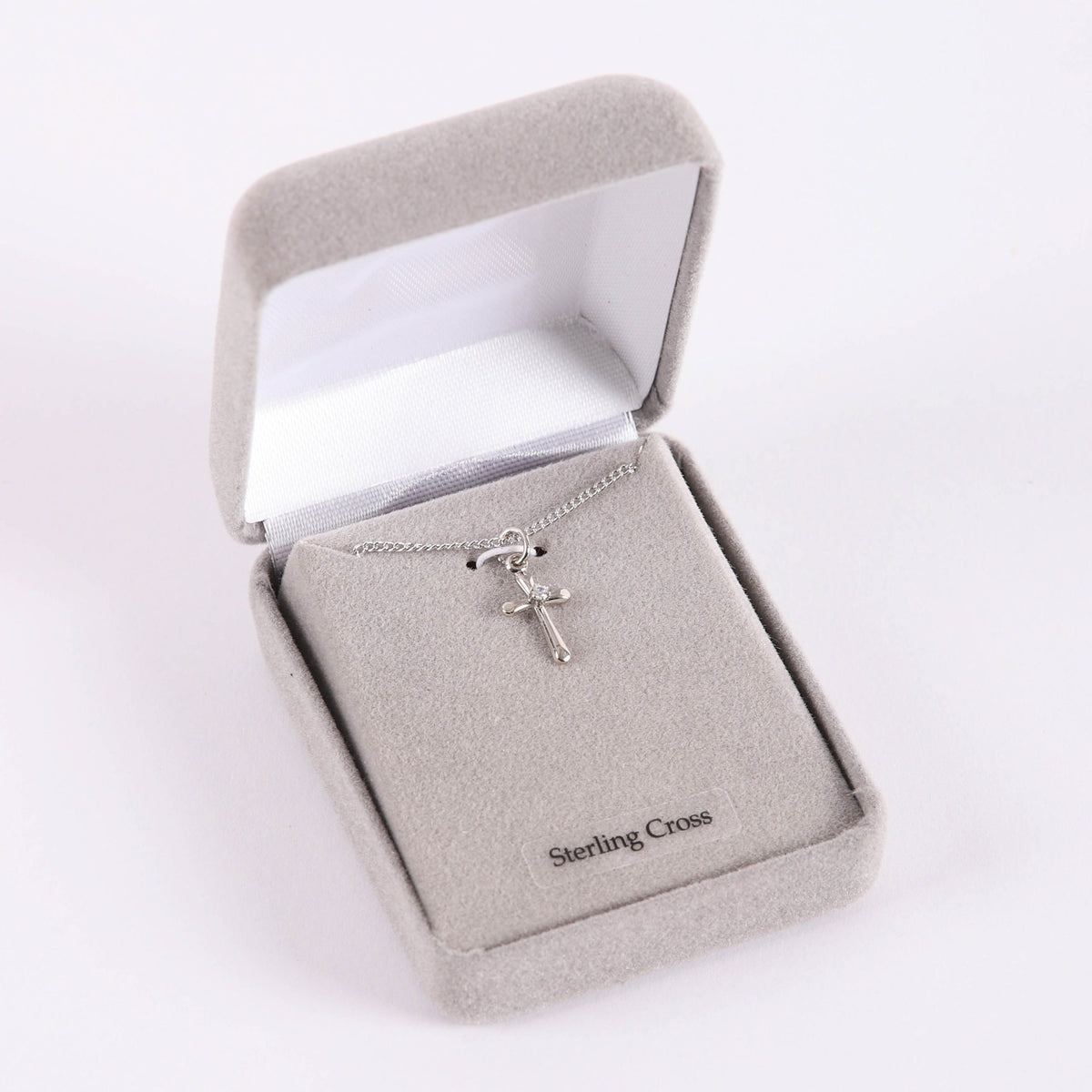 NECKLACE SMALL CROSS JEWEL SS 16-18"