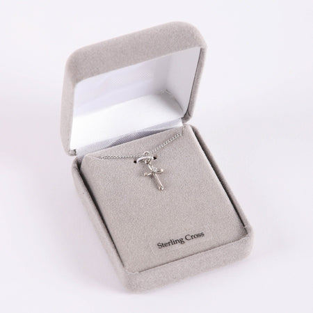 NECKLACE SMALL CROSS JEWEL SS 16-18"