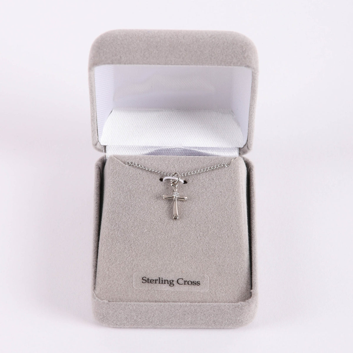 NECKLACE SMALL CROSS JEWEL SS 16-18"