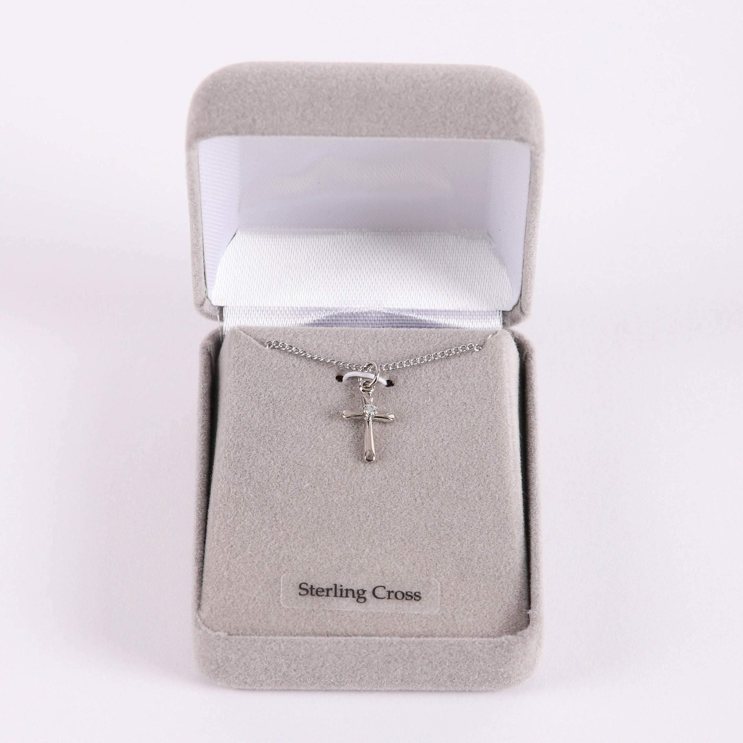 NECKLACE SMALL CROSS JEWEL SS 16-18"