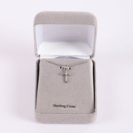 NECKLACE SMALL CROSS JEWEL SS 16-18"