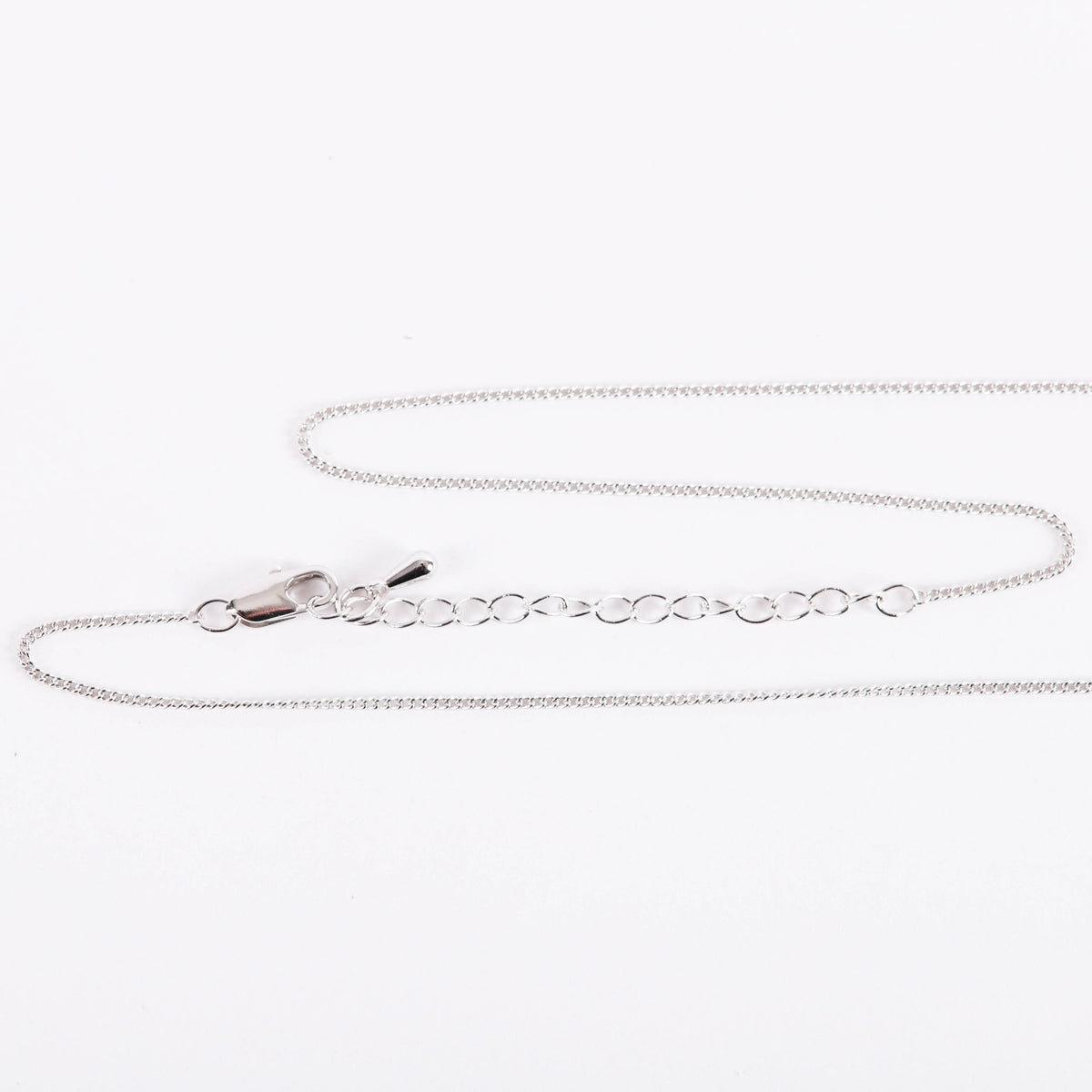NECKLACE CROSS STONE SS 16-18" PLATINUM PLATED BRASS CHAIN